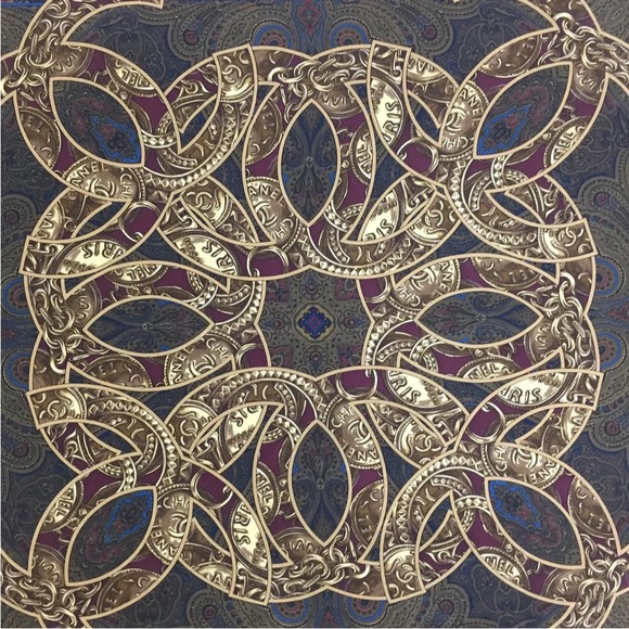 CHANEL CC Logo Paisley Silk Scarf - Picture 6 of 8